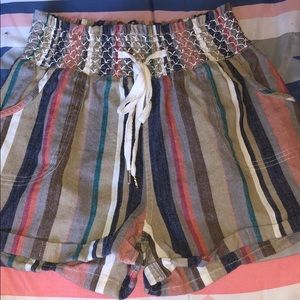 Multi color striped shorts with elastic waist band